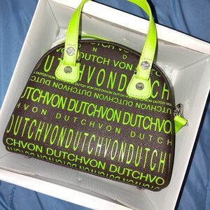 Von Dutch Women's Neon Green and Black Handbag
